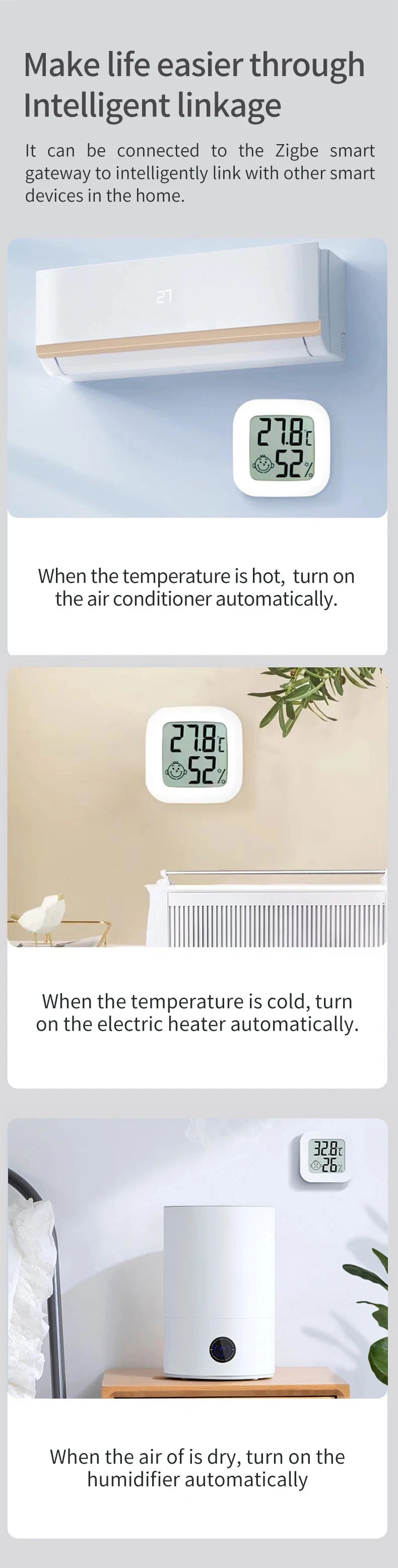 Tuya Zigbee Temperature Humidity Sensor Mini LCD Digital Display Works with Smart Life APP Remote Control Thermometer Hygrometer