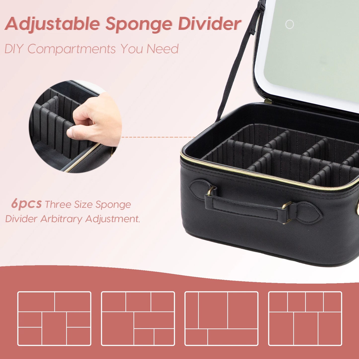 PU Leather Makeup Bag with Mirror 2024 New Leather Multi-Functional Women Cosmetic Case Large Capacity Water-resistant Bag