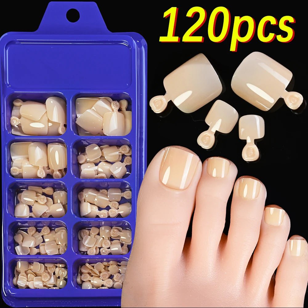 100PCS Short Square False Toenail Tips Full Cover White Artificial Fake Toenail Acrylic Foot Nail Art Tip Press on Toe Extension