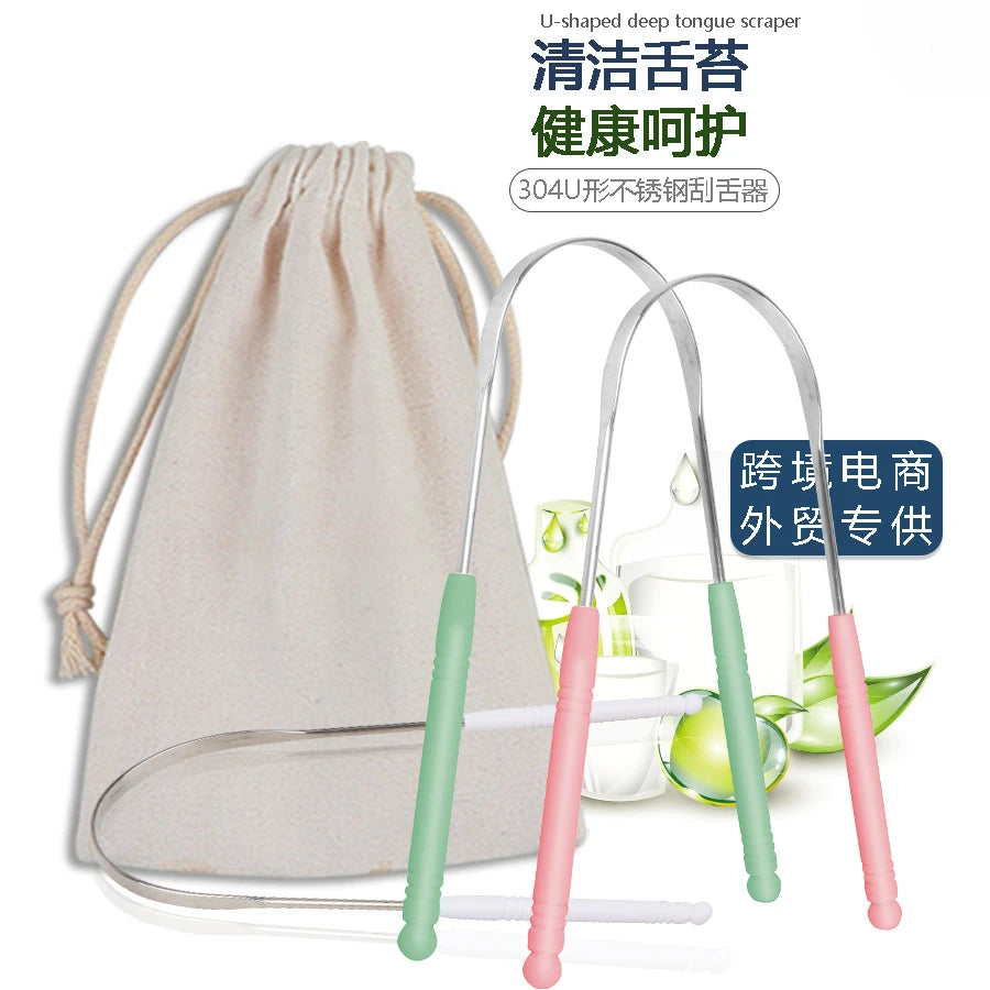 Stainless Steel Tongue Scraper Cleaner Fresh Breath Cleaning Coated Tongue Toothbrush Oral Hygiene Care Tools Raspador De Lengua