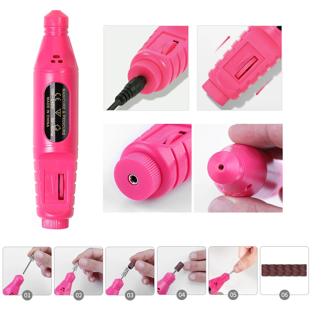 YIKOOLIN 46-Piece Essential Manicure Tool Set With LED UV Nail Lamp Gel Curing Machine Electric Nail File Drill Manicure Tools