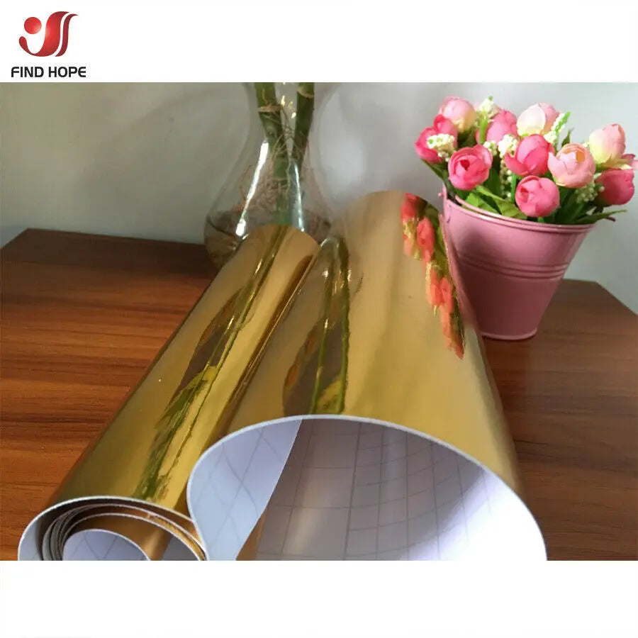 1pc 30*25cm/100cm Chrome Gold Adhesive Permanent Vinyl Decal Craft Sticker Car/Wall/Window Lettering Film Decor for cut Cemao