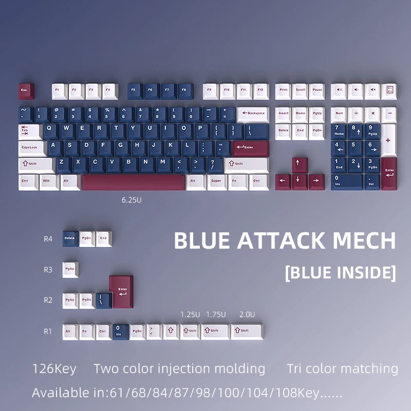 USLION 126 Keys Cherry Profile Keycaps ISO Layout Minimalist PBT Key Caps for Gaming Mechanical Keyboard GMK87 GMK67 AULA 75