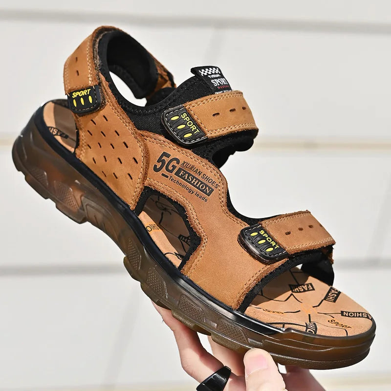 2023 Men Sandals Leather Men Summer Shoes Man Casual Comfortable Barefoot Sandals Men Pentoufle Homme Summer Sandals Men