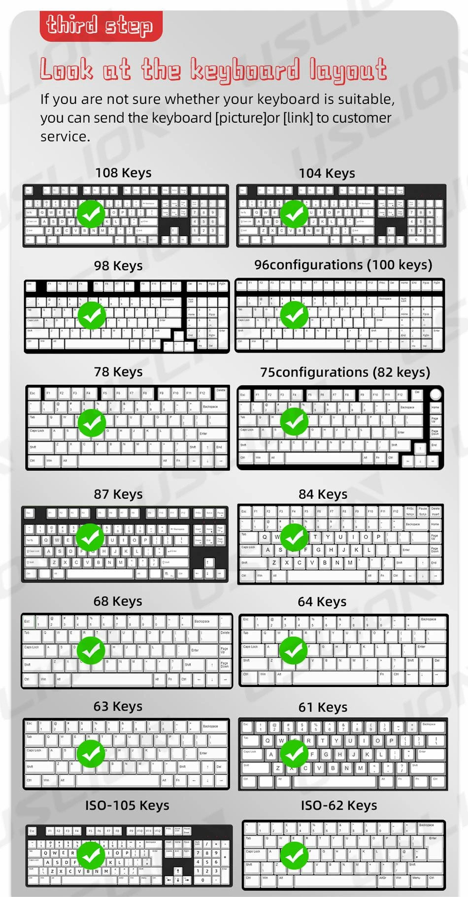 USLION 126 Keys Keycaps Three Color Mix Theme Cherry Profile English PBT Key Caps Set for Mechanical Keyboard
