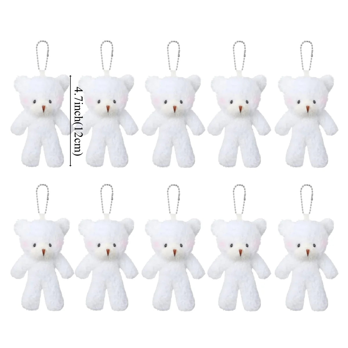 10Pcs/lot Plush Teddy Bears Toys 12cm Cute Animal Stuffed Dolls Kawaii Girl Blush Bear Keychain Christmas Birthday Party Gifts