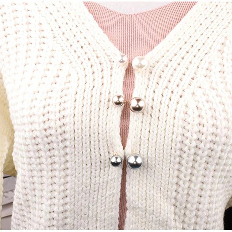 Pearl Brooches Set Waist Buckle Cardigan Jeans Button Brooch Pins Women Sweater Coat Anti Fall Pearls Clothes Pin Decoration
