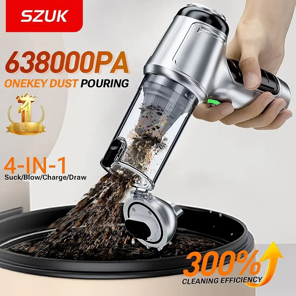 SZUK 638000Pa Mini Vacuum Cleaner New Portable Car Vacuum Cleaner Powerful Handheld Wireless Cleaner with One Click Dust Removal