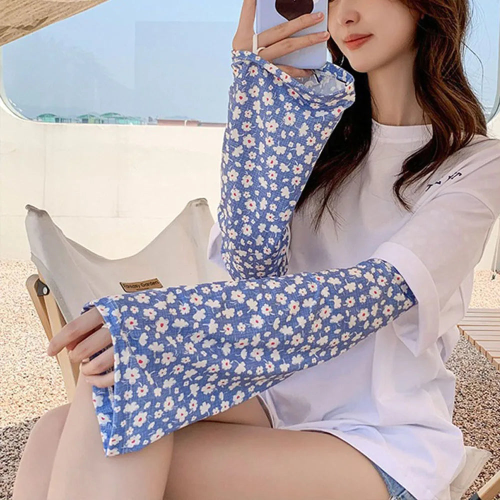 Loose Cycling Arm Sleeves Ice Fabric  UV Protection Sunscreen Running Sleeve Outdoor Sport Cycling Arm Warmers Men Women YZL05