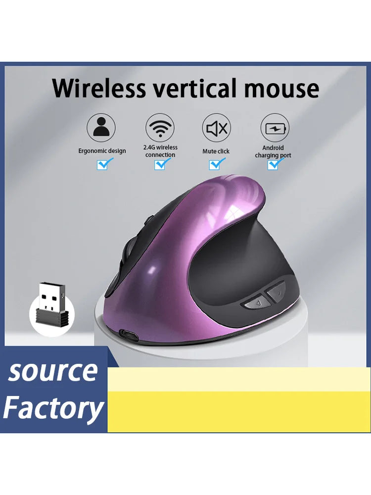 Xiaomi Hot Selling Rechargeable Vertical Mice Ergonomic Wireless Mouse 2.4G USB Receiver 1600 Adjustable DPI 6 Buttons Mouse New