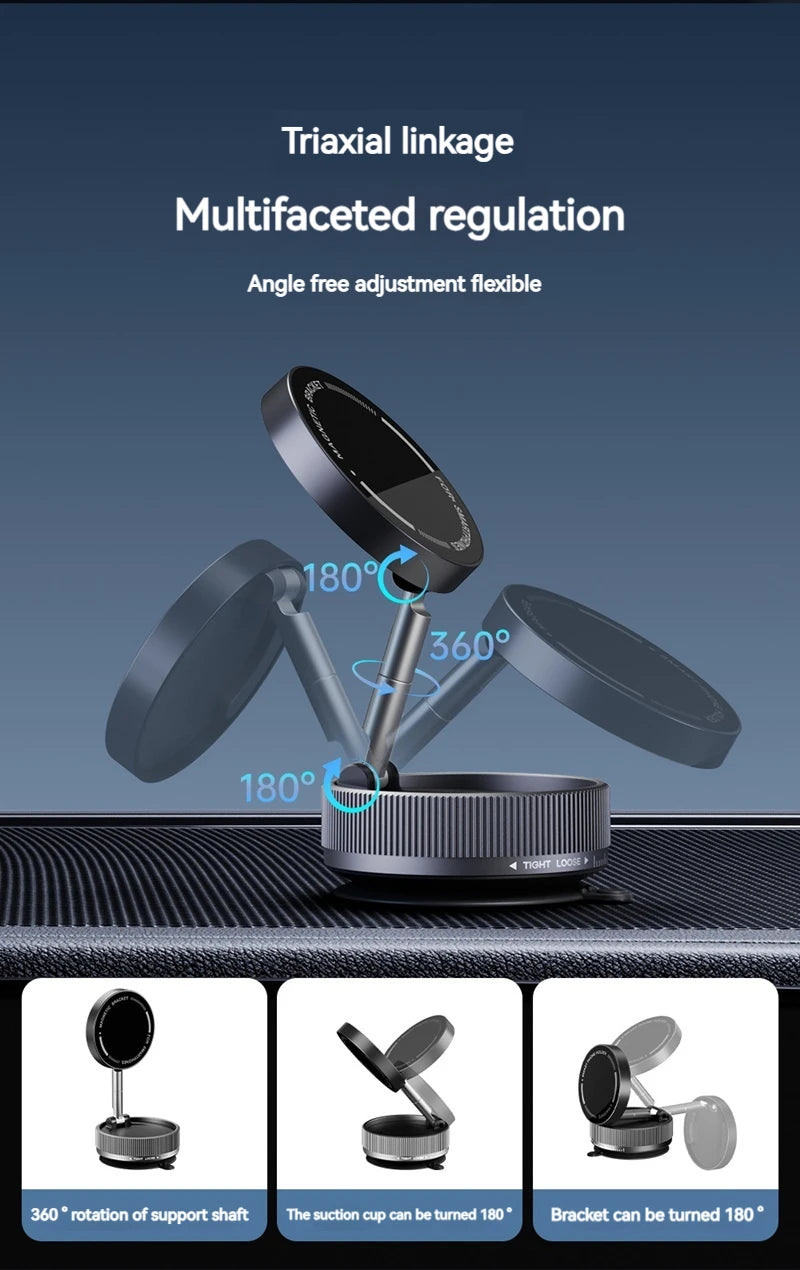 Vacuum Magnetic Car Phone Holder Foldable Suction Cup Kitchen Mirro Gym Bath Shower for Iphone 16 15 14 13 12 11 Pro Max Samsung