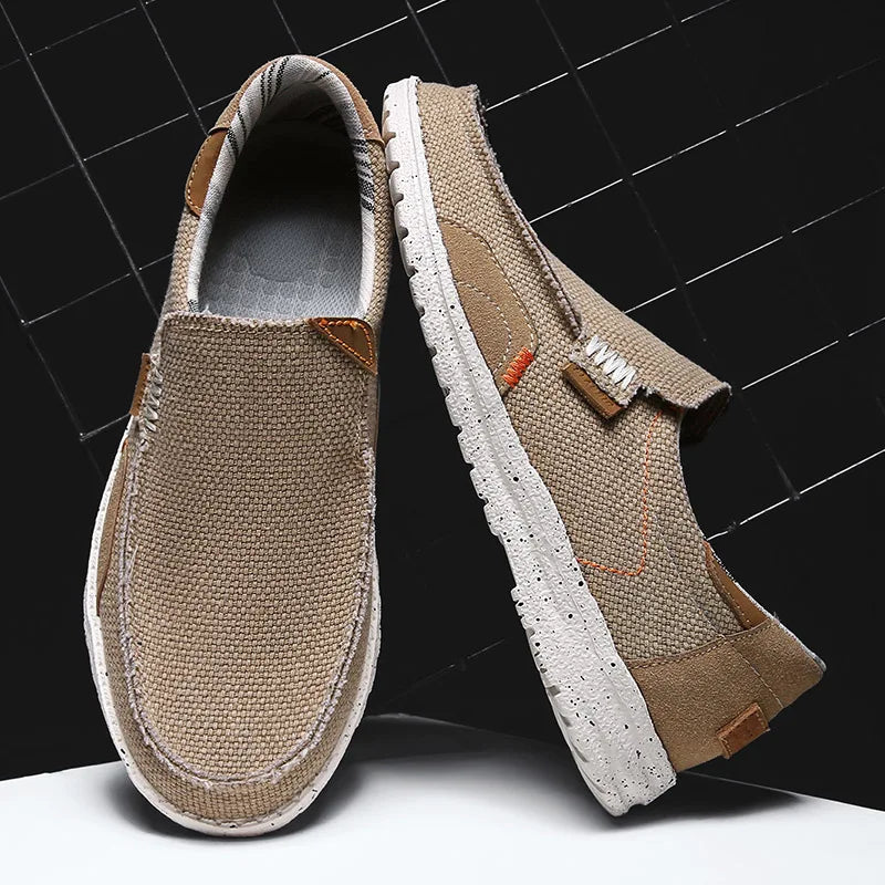 Summer Breathable Sneakers Men Canvas Shoes Slip On Loafers Men Comfty Casual Men Shoes Lightweight Flats Men Walking Zapatos