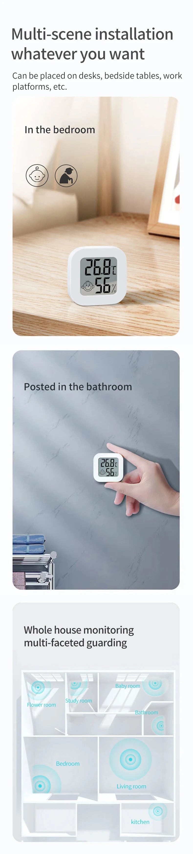 Tuya Zigbee Temperature Humidity Sensor Mini LCD Digital Display Works with Smart Life APP Remote Control Thermometer Hygrometer