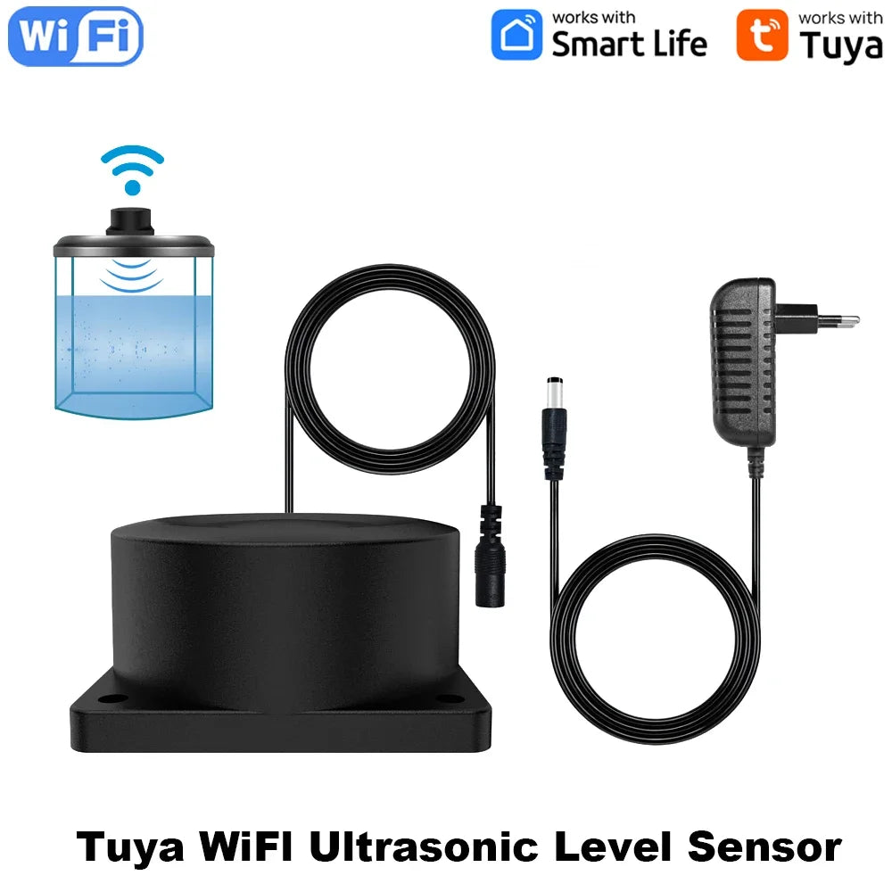 Tuya Smart WiFi Liquid Level Monitor Ultrasonic Water Level Detection High Accuracy WiFi Remote Liquid Level Gauge