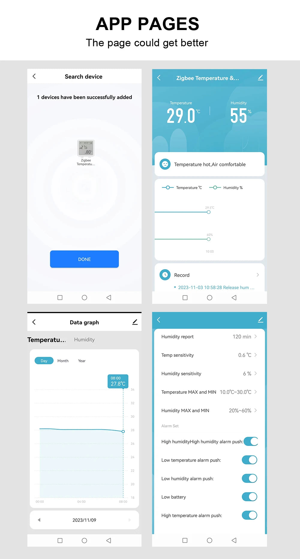 tuya ZigBee Intelligent Temperature and Humidity Sensor Digital Remote Control Intelligent Temperature and Humidity Sensor Detec