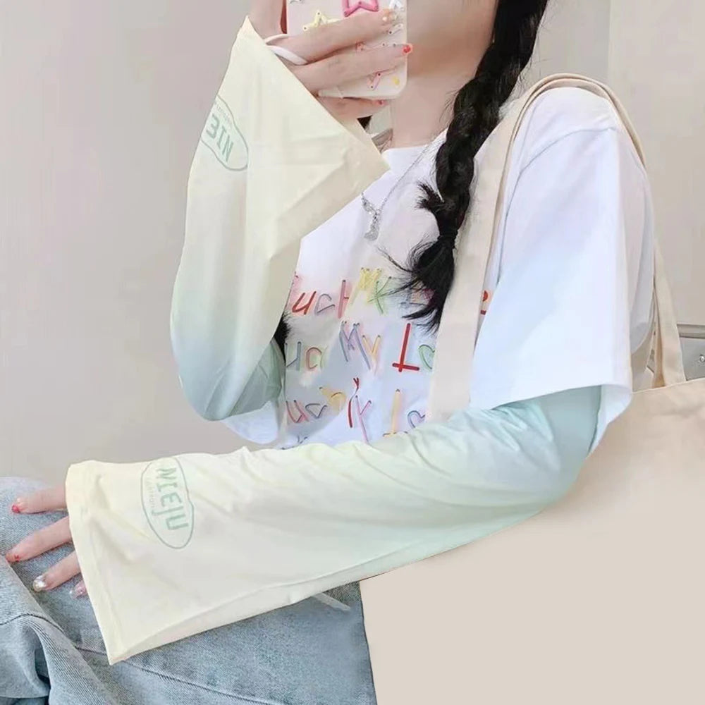 Loose Cycling Arm Sleeves Ice Fabric  UV Protection Sunscreen Running Sleeve Outdoor Sport Cycling Arm Warmers Men Women YZL05