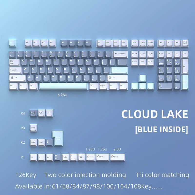 USLION 126 Keys Cherry Profile Keycaps ISO Layout Minimalist PBT Key Caps for Gaming Mechanical Keyboard GMK87 GMK67 AULA 75