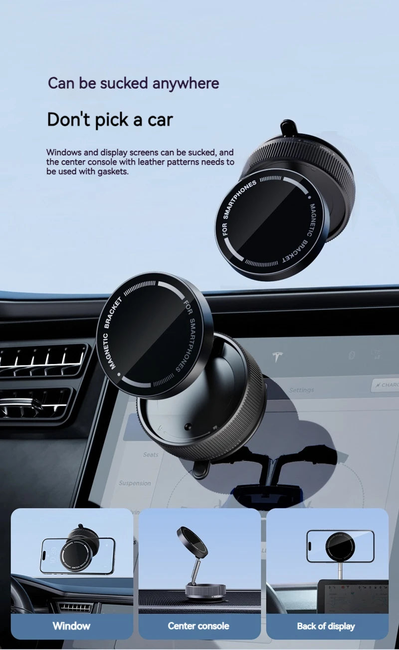 Vacuum Magnetic Car Phone Holder Foldable Suction Cup Kitchen Mirro Gym Bath Shower for Iphone 16 15 14 13 12 11 Pro Max Samsung