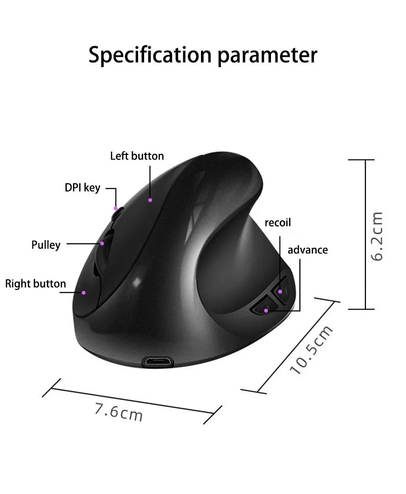 Xiaomi Hot Selling Rechargeable Vertical Mice Ergonomic Wireless Mouse 2.4G USB Receiver 1600 Adjustable DPI 6 Buttons Mouse New