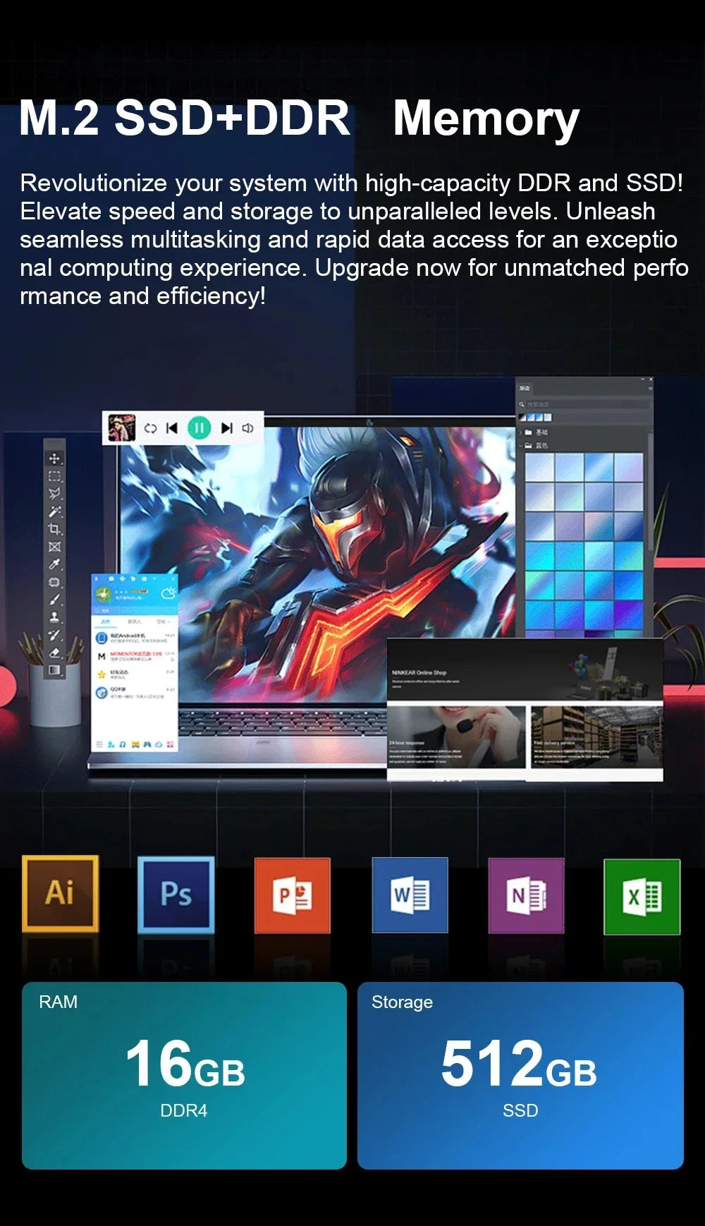 Windows 11 Pro 15.6" Laptop Computer Intel Celeron N4000 16GB DDR 1TB SSD Laptops Office Computer PC Fingerprint Unlock Notebook