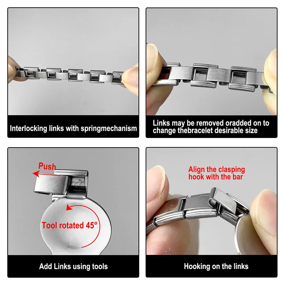 2025 Trendy 9mm Width Italian Charm Link Elastic Bracelet Fashion Stainless Steel Bangle Chain on Hand Factory DIY Making