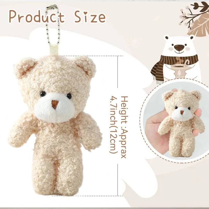10Pcs/lot Plush Teddy Bears Toys 12cm Cute Animal Stuffed Dolls Kawaii Girl Blush Bear Keychain Christmas Birthday Party Gifts