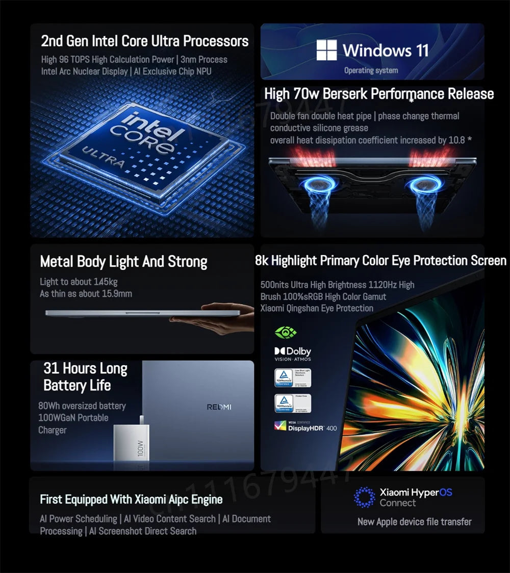 Xiaomi Laptop REDMI Book Pro 14 2025 Laptop Ultra5-225H/Ultra7-255H/16GB/32GB/1TB/2.8K/120Hz