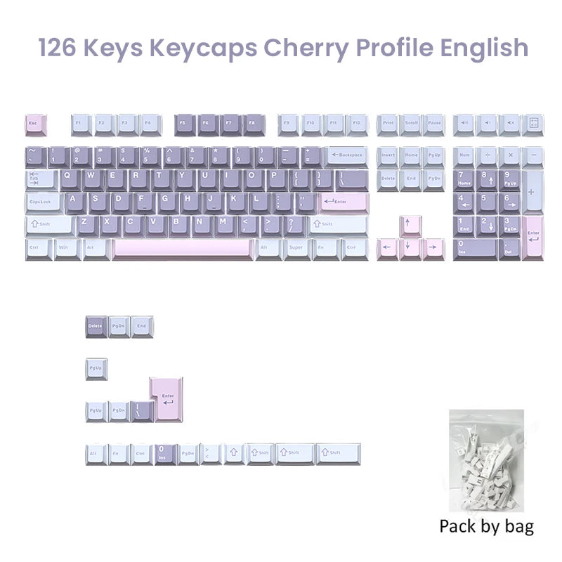 USLION 126 Keys Cherry Profile Keycaps ISO Layout Minimalist PBT Key Caps for Gaming Mechanical Keyboard GMK87 GMK67 AULA 75