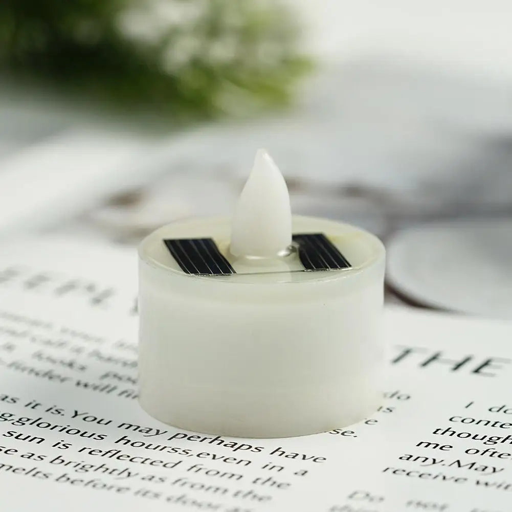 Solar Candle Tea Lamp Smokeless Simulation LED Electronic Wax Lamp Christmas Halloween Candle Outdoor Tea R5P0