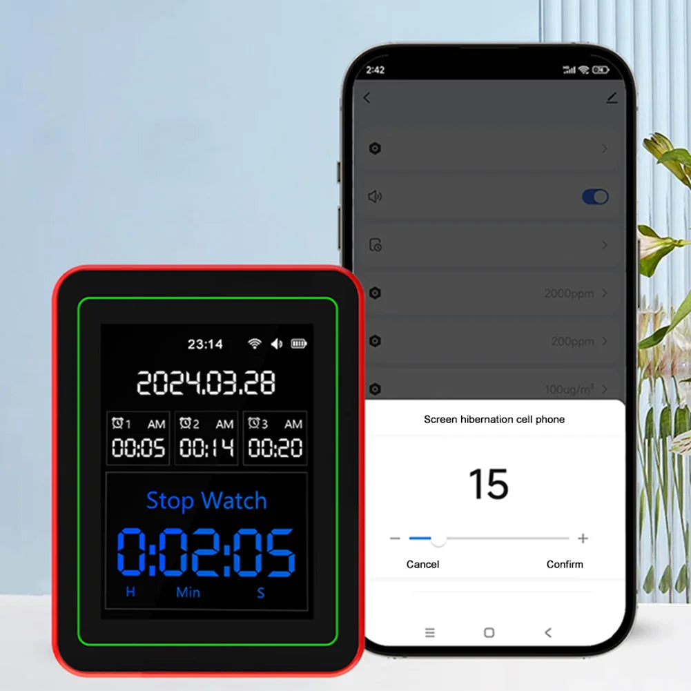 Tuya WiFi 15 in 1 Air Quality Detector CO/CO2/HCHO/TVOC/AQI/PM0.3/PM1.0/PM2.5/PM10 Air Quality Tester Temperature Humidity Meter