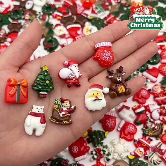 50/100pcs Random Festive Holiday Charms - for DIY Jewelry Making, Christmas Cards, Gift Tags, Party Decorations, DIY Decorations