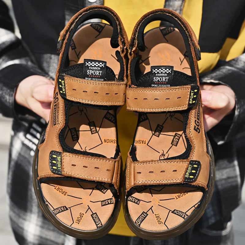 2023 Men Sandals Leather Men Summer Shoes Man Casual Comfortable Barefoot Sandals Men Pentoufle Homme Summer Sandals Men