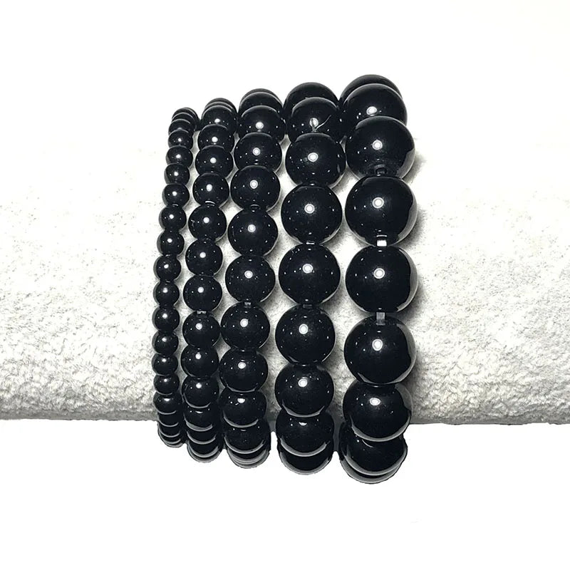 4/6/8/10/12mm Grade A Natural Obsidian Stone For Jewelry Making Black Shiny Round Loose Beads DIY Bracelet Necklace Wholesale