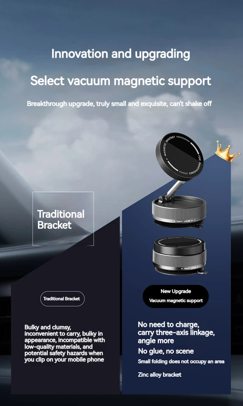 Vacuum Magnetic Car Phone Holder Foldable Suction Cup Kitchen Mirro Gym Bath Shower for Iphone 16 15 14 13 12 11 Pro Max Samsung