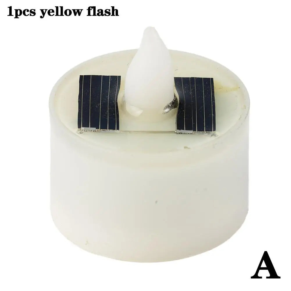 Solar Candle Tea Lamp Smokeless Simulation LED Electronic Wax Lamp Christmas Halloween Candle Outdoor Tea R5P0