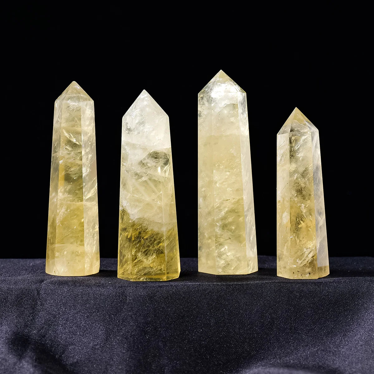 1pc Natural Crystal Citrine Point Tower Healing Energy Yellow Gem Quartz Hexagonal Wand Column Home Decoration