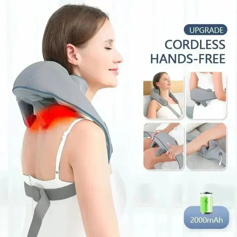 3D Kneading Neck Massager with Heat - Multi-Function Therapy for Shoulder, Back & Cervical Muscle Relaxation