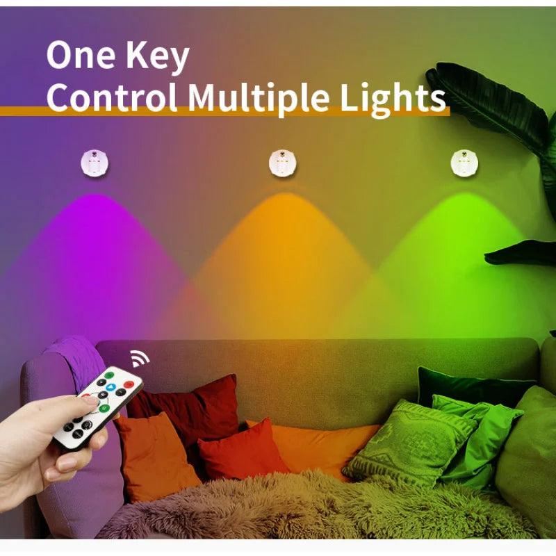 Indoor Wireless Led Spotlight Battery Powered Lights Wireless Wall Decoration Accent Light Mini RGB Spotlight For Lighting Home