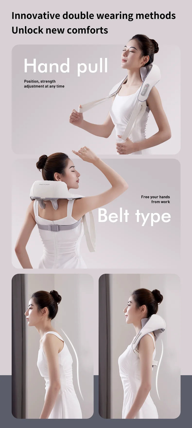 Shiatsu Back Shoulder and Neck Massager with Heat Cordless Deep Tissue 6D Kneading Massage Pillow Massage Shawl for Muscle Relax