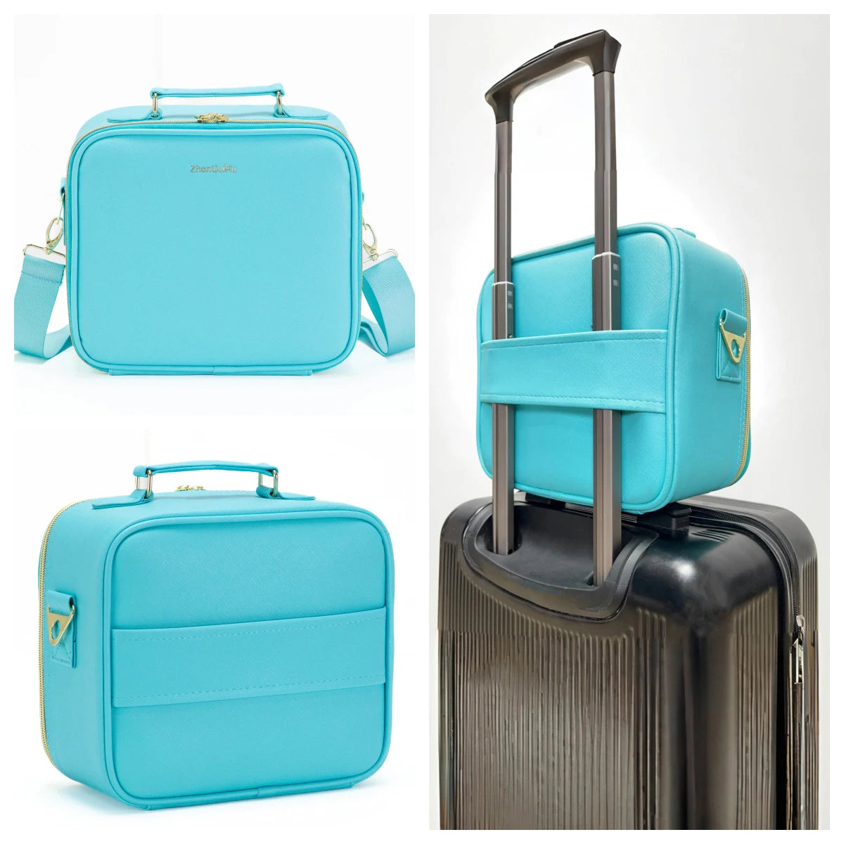 PU Leather Makeup Bag with Mirror 2024 New Leather Multi-Functional Women Cosmetic Case Large Capacity Water-resistant Bag