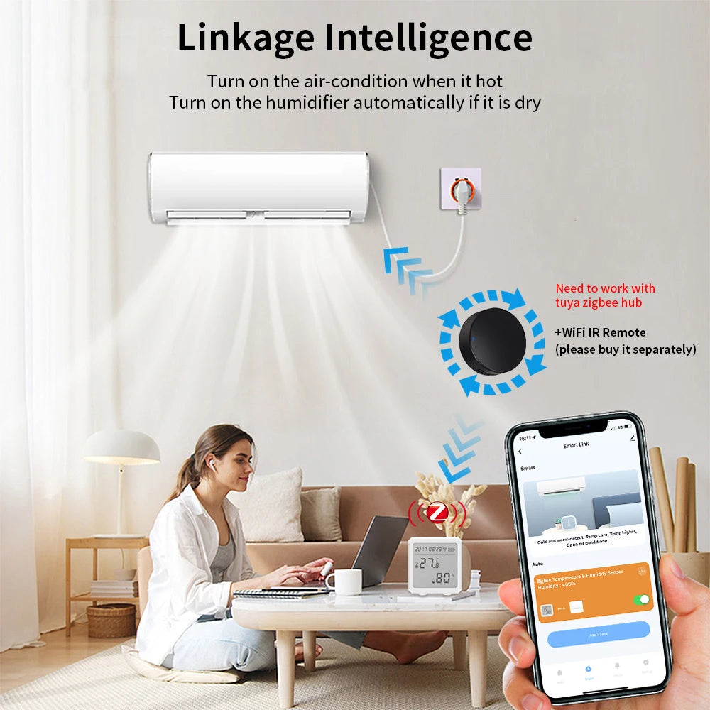 tuya ZigBee Intelligent Temperature and Humidity Sensor Digital Remote Control Intelligent Temperature and Humidity Sensor Detec