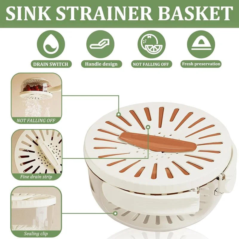 Vegetable Fruit Cleaning And Drainage Basket Folding Water Filter Net Fresh Keeping Box Cleaning Basket  Kitchen storage Gadg