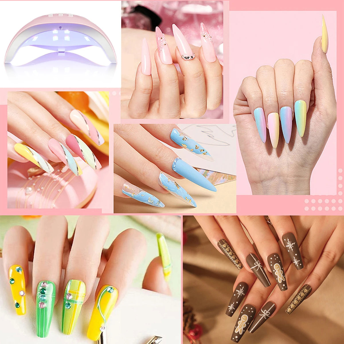 YIKOOLIN 46-Piece Essential Manicure Tool Set With LED UV Nail Lamp Gel Curing Machine Electric Nail File Drill Manicure Tools