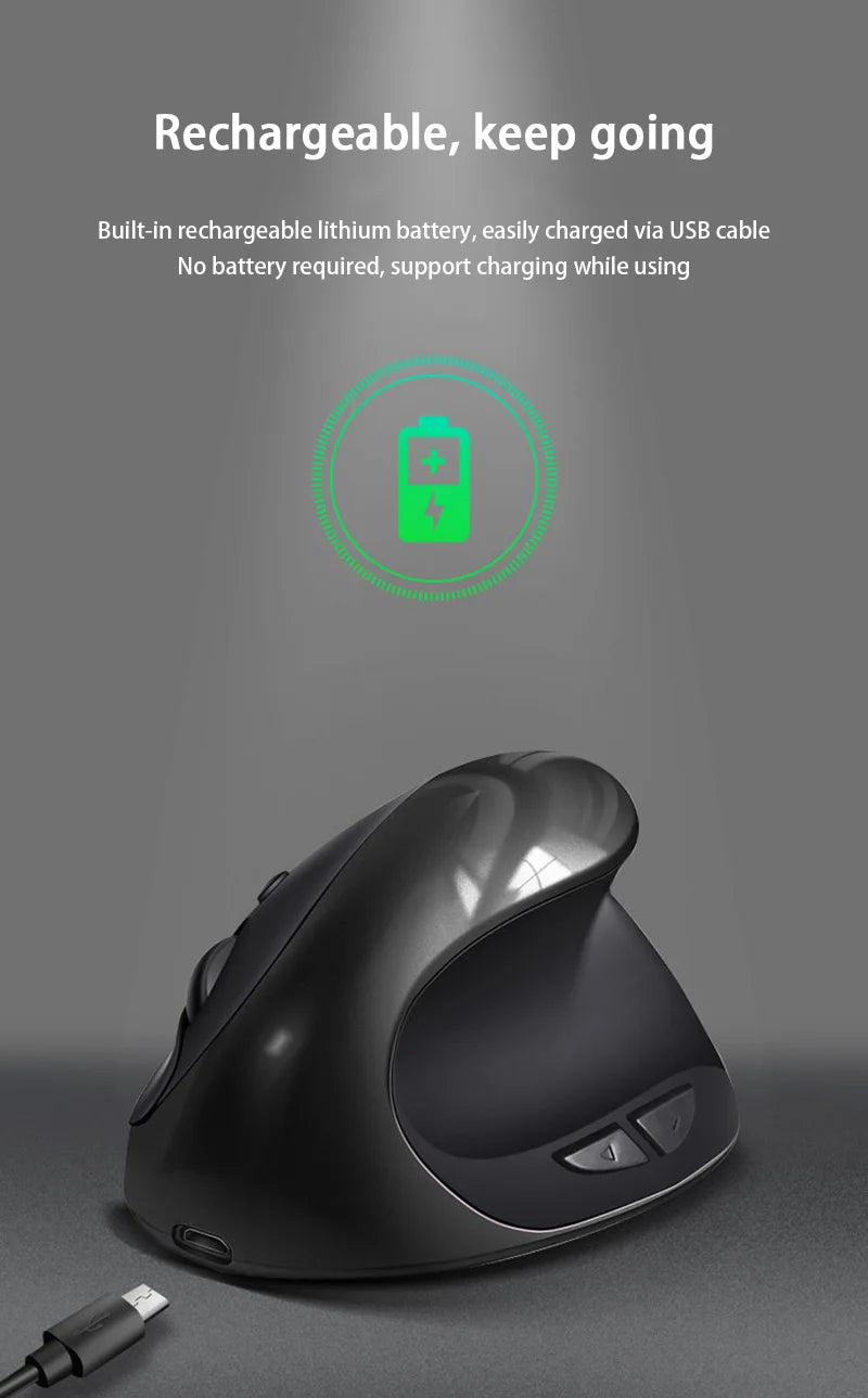 Xiaomi Hot Selling Rechargeable Vertical Mice Ergonomic Wireless Mouse 2.4G USB Receiver 1600 Adjustable DPI 6 Buttons Mouse New