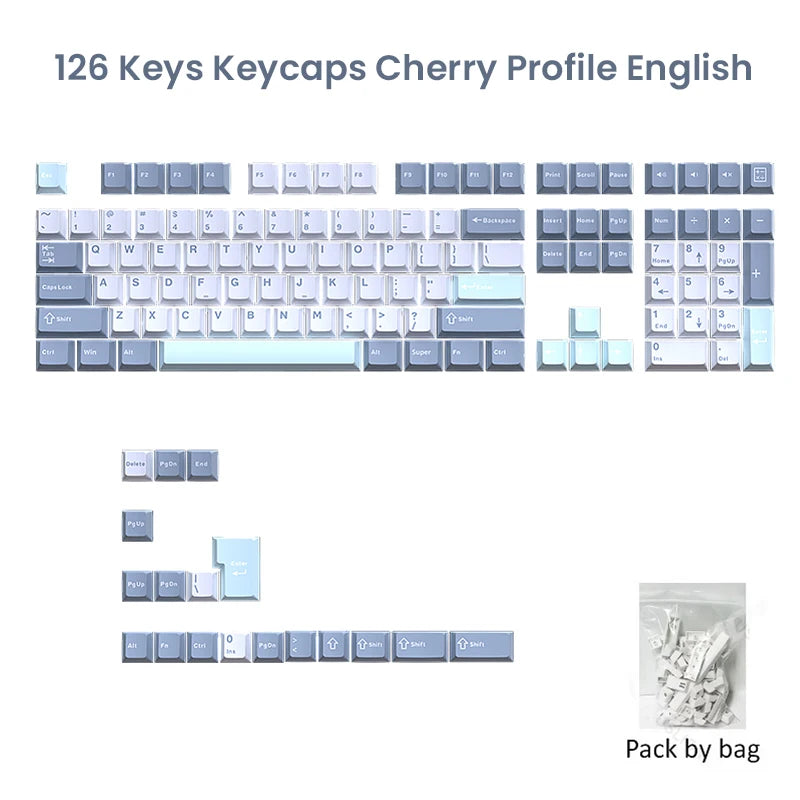 USLION 126 Keys Cherry Profile Keycaps ISO Layout Minimalist PBT Key Caps for Gaming Mechanical Keyboard GMK87 GMK67 AULA 75