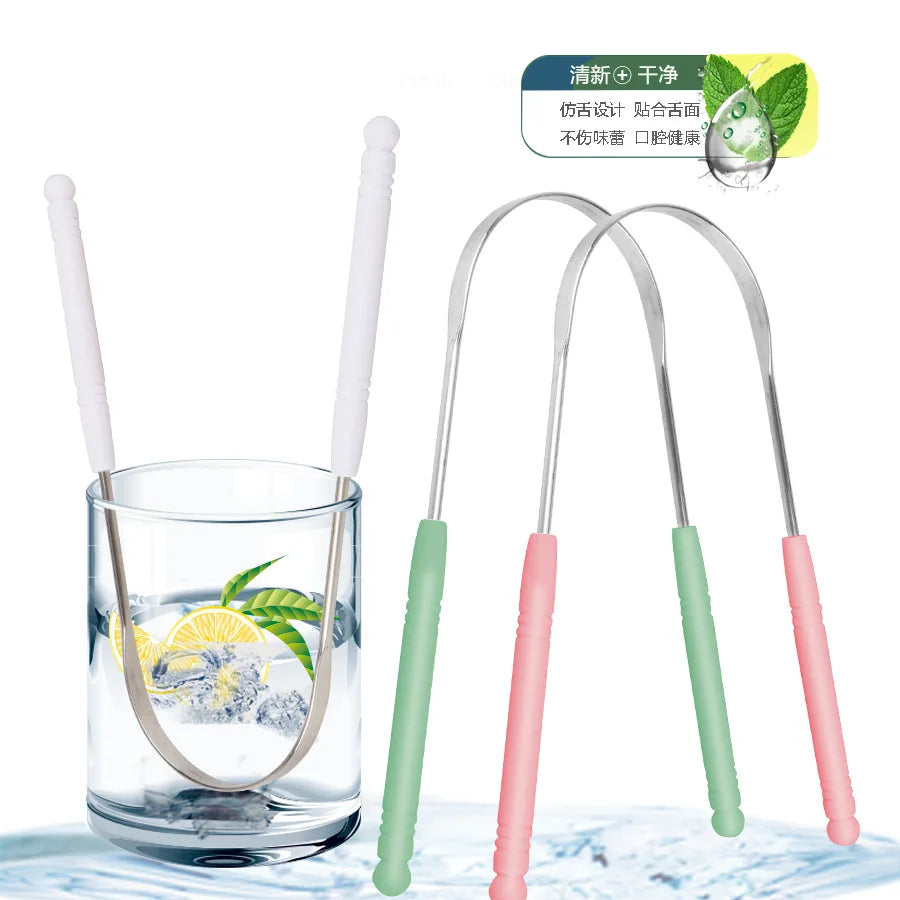 Stainless Steel Tongue Scraper Cleaner Fresh Breath Cleaning Coated Tongue Toothbrush Oral Hygiene Care Tools Raspador De Lengua