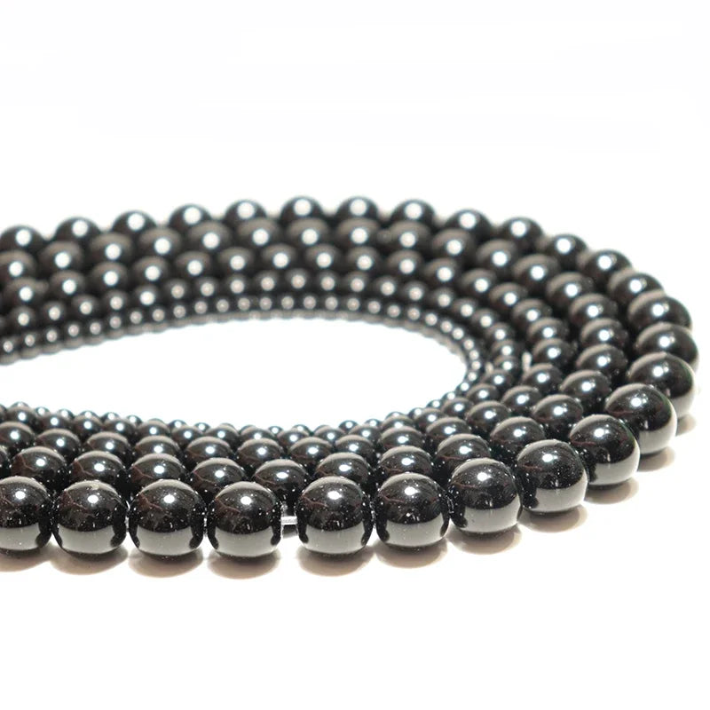 4/6/8/10/12mm Grade A Natural Obsidian Stone For Jewelry Making Black Shiny Round Loose Beads DIY Bracelet Necklace Wholesale