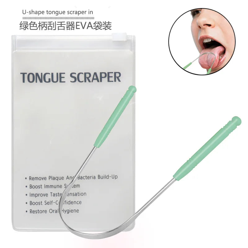 Stainless Steel Tongue Scraper Cleaner Fresh Breath Cleaning Coated Tongue Toothbrush Oral Hygiene Care Tools Raspador De Lengua