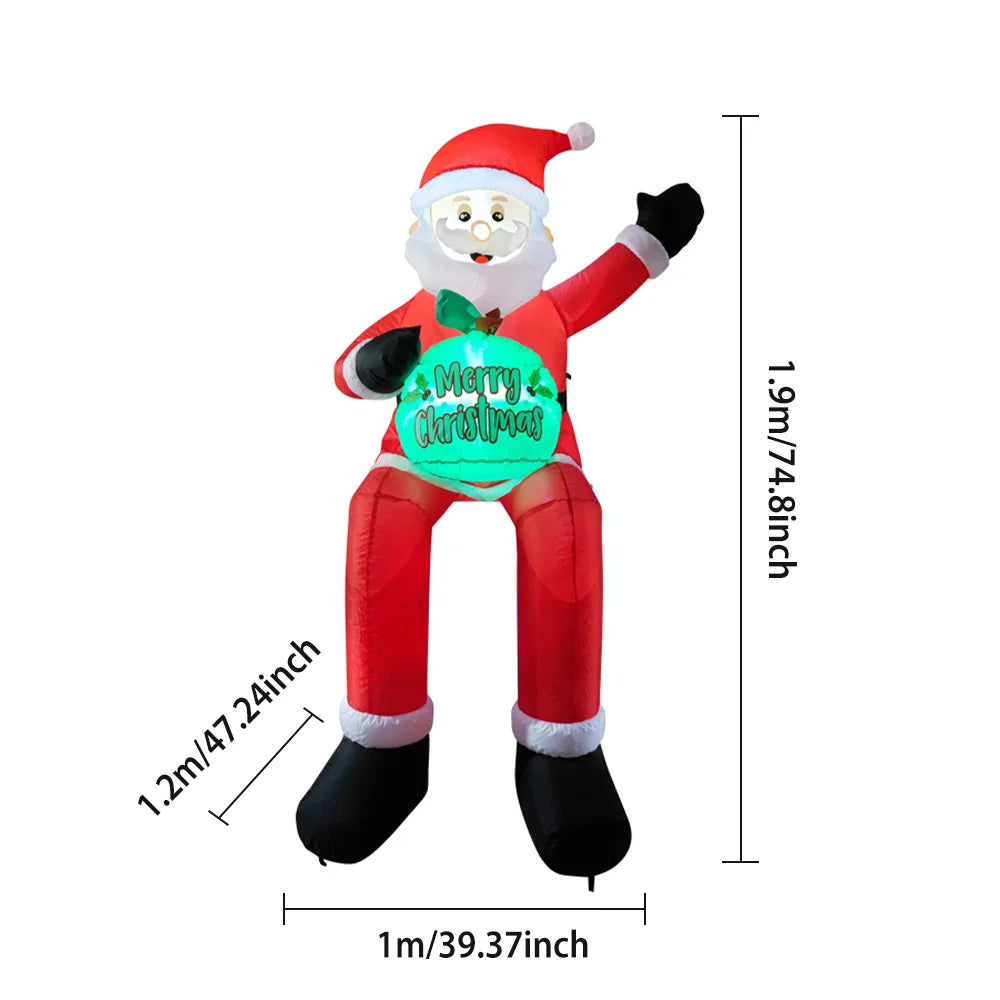 2025 Christmas inflatables Santa 240cm Glowing Santa Claus with LED Outdoor Home Cafe Decoration Party Garden Xmas Decor
