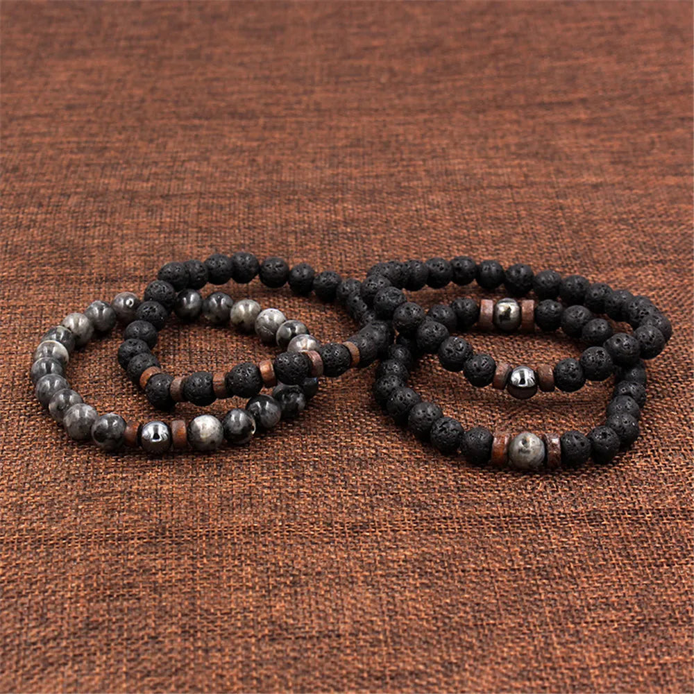 Volcanic Stone Bracelet for Men Lava Wooden  Beads Bracelet Tibetan Buddha Wrist Chain Women Men Jewelry Gift New Bracelets